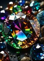 AI generated Rainbow holographic crystal gem photo