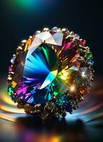 AI generated Rainbow holographic crystal gem photo