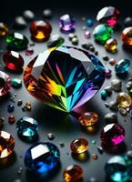 AI generated Rainbow holographic crystal gem photo