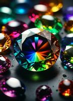 AI generated Rainbow holographic crystal gem photo