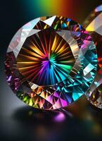 AI generated Rainbow holographic crystal gem photo