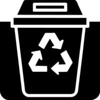 a black and white trash can with a recycling symbol vector