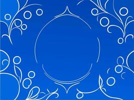 a blue background with a circular frame and swirls vector