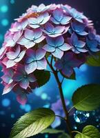 AI generated Hydrangea holographic flowers photo