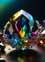 AI generated Rainbow holographic crystal gem photo