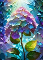 AI generated Hydrangea holographic flowers photo