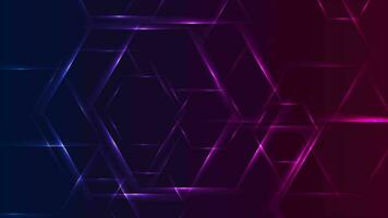 abstract gloeiend neon blauw Purper zeshoeken meetkundig beweging geanimeerd achtergrond video