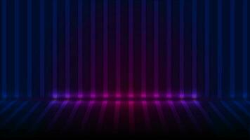 blu ultravioletto neon raggiante a strisce parete e pavimento astratto animato sfondo video