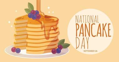 National Pancake Day. Pile of pancakes on a plate icon. Important day. vector