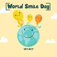 Happy world smile day banner vector illustration.