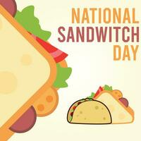 National Sandwich Day. Healthy snack vector. American Food and Beverage Holiday. Sandwich Day Poster, November 3. Important day. vector