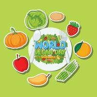 World vegan day vector illustration.