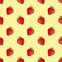 fresa patrón, rojo sin costura fresas, ligero antecedentes con pequeño polca puntos con fresas, amor tarjetas con fresa fondo de pantalla, vector ilustración. textura para tela, embalaje.