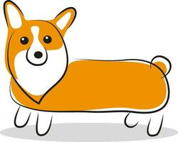 Cute simple stylized corgi dog line doodle icon on white Cartoon Pembroke Welsh Corgi vector illustration