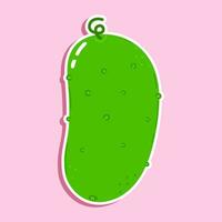 Cucumber sticker character. Vector hand drawn cartoon kawaii character illustration icon. Isolated on green background. Cucumber character concept