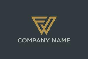 fw logo design with gold color vector