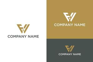 fw monograma logo con oro color vector