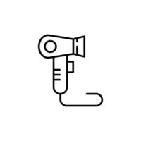 Hairdryer Vector Symbol for Advertisement. Suitable for books, stores, shops. Editable stroke in minimalistic outline style. Symbol for design