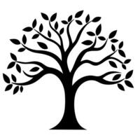 A Branch Tree vector Black Silhouette clipart isolated on a white background