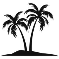 A Palm tree vector silhouette isolated on a white background, Tropical palm tree black clipart