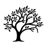 un rama árbol vector negro silueta clipart aislado en un blanco antecedentes