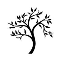 A Branch Tree vector Black Silhouette clipart isolated on a white background