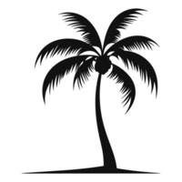 A Palm tree vector silhouette isolated on a white background, Tropical palm tree black clipart