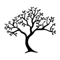 A Branch Tree vector Black Silhouette clipart isolated on a white background