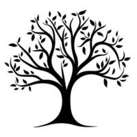 A Branch Tree vector Black Silhouette clipart isolated on a white background