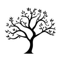 A Branch Tree vector Black Silhouette clipart isolated on a white background