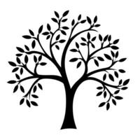 A Branch Tree vector Black Silhouette clipart isolated on a white background