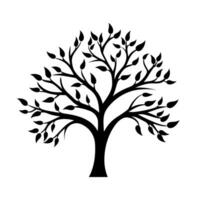 A Branch Tree vector Black Silhouette clipart isolated on a white background