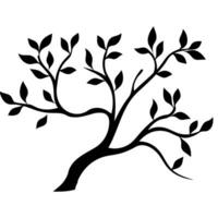 A Branch Tree vector Black Silhouette clipart isolated on a white background