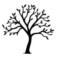 A Branch Tree vector Black Silhouette clipart isolated on a white background