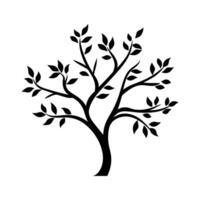 A Branch Tree vector Black Silhouette clipart isolated on a white background