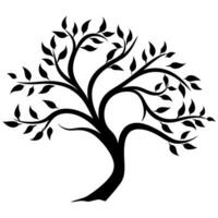 A Branch Tree vector Black Silhouette clipart isolated on a white background