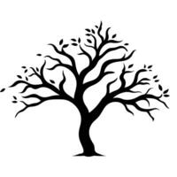 A Branch Tree vector Black Silhouette clipart isolated on a white background