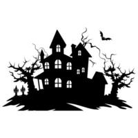 A Scary Haunted House Silhouette Vector free