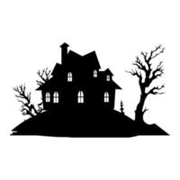 A Scary Haunted House Silhouette Vector free