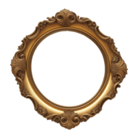 ai generiert Antiquität Gold Kreis Rahmen isoliert auf transparent Hintergrund png