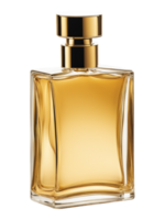 ai gerado ouro perfume garrafa isolado em transparente fundo png