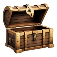 AI generated Empty Vintage Treasure Chest Isolated on Transparent Background png