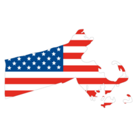 Massachusetts State map with USA flag. USA map png
