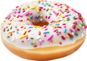 AI generated white donut decorated with sprinkles png. png