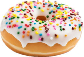 ai gerado branco rosquinha decorado com granulados png. png