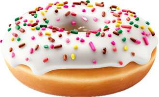 ai gerado branco rosquinha decorado com granulados png. png