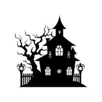 A Scary Haunted House Silhouette Vector isolated on a white background