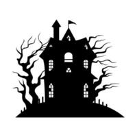 A Scary Haunted House Silhouette Vector isolated on a white background