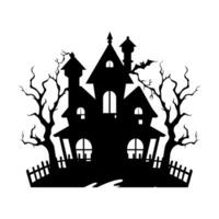 A Scary Haunted House Silhouette Vector isolated on a white background