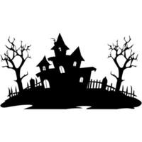 A Scary Haunted House Silhouette Vector isolated on a white background